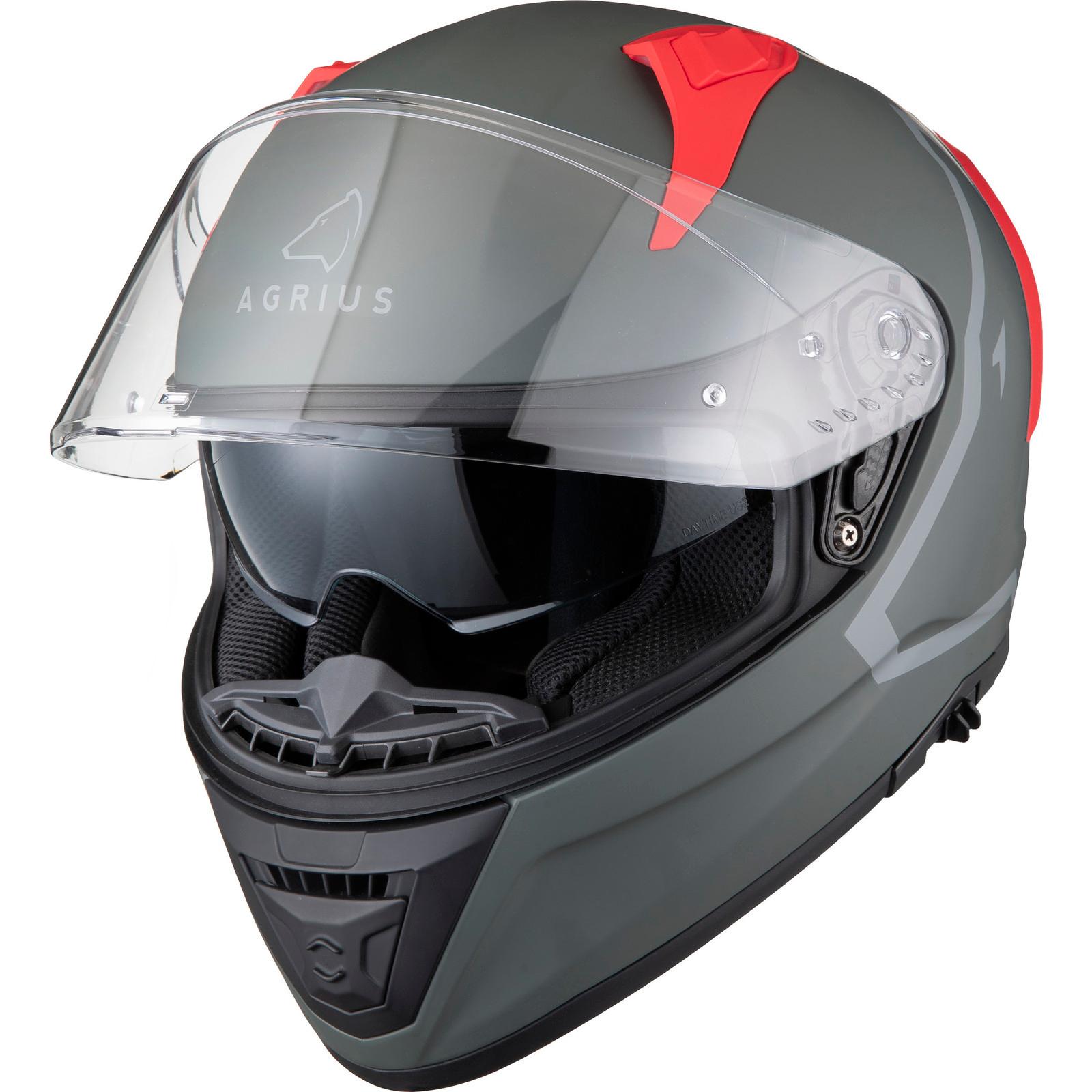 Agrius Storm Shield Motorcycle Helmet M Matt Dark Grey Red image 2