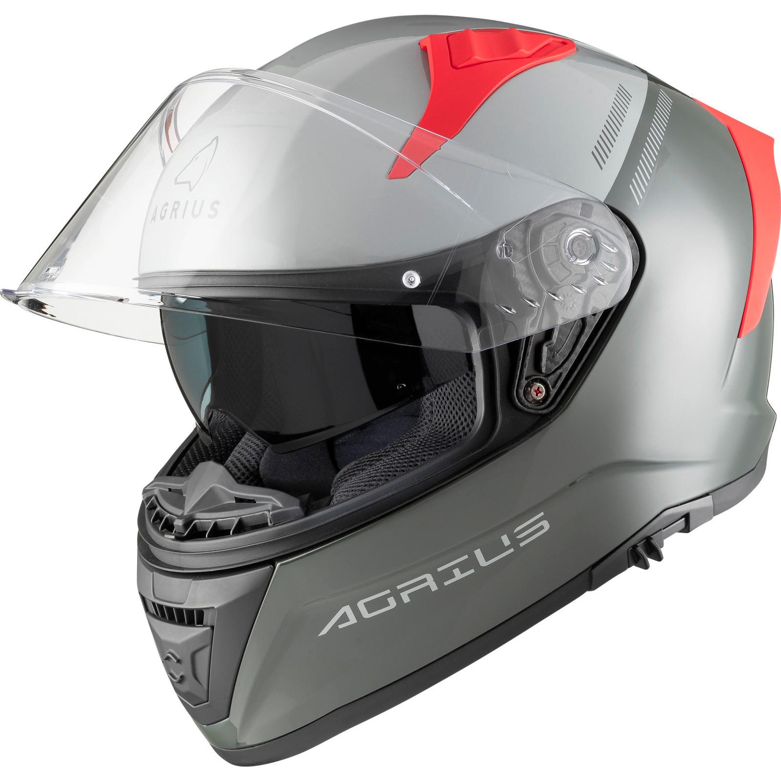Agrius Storm Banshee Motorcycle Helmet M Gloss Grey Red image 2