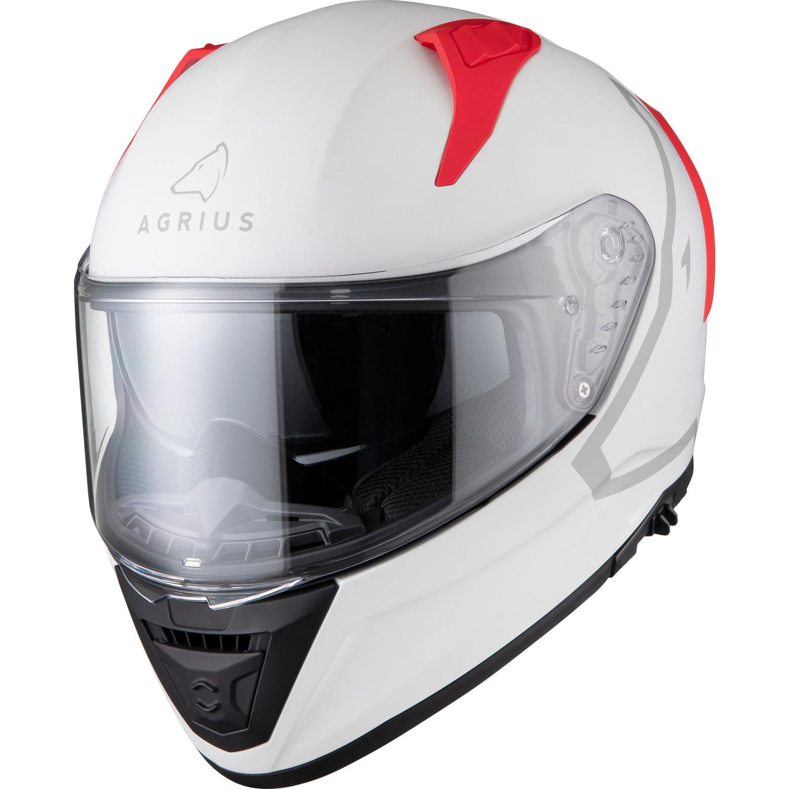 Agrius Storm Shield Motorcycle Helmet XS Matt Light Grey Red