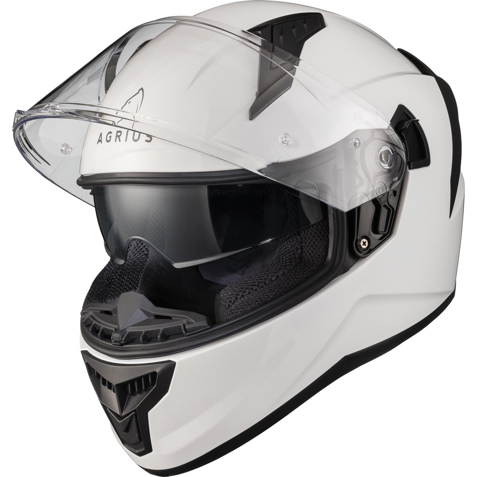 Agrius White Wrath Solid Motorcycle Helmet L Gloss