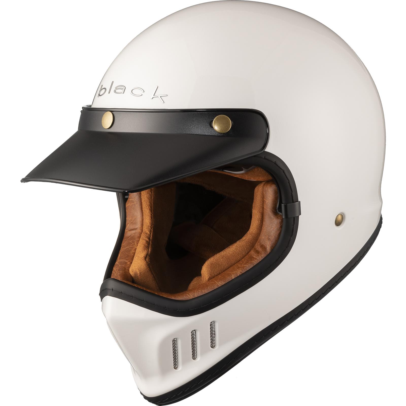 Black Royale Solid Retro Motorcycle Helmet XS Gloss White image 2