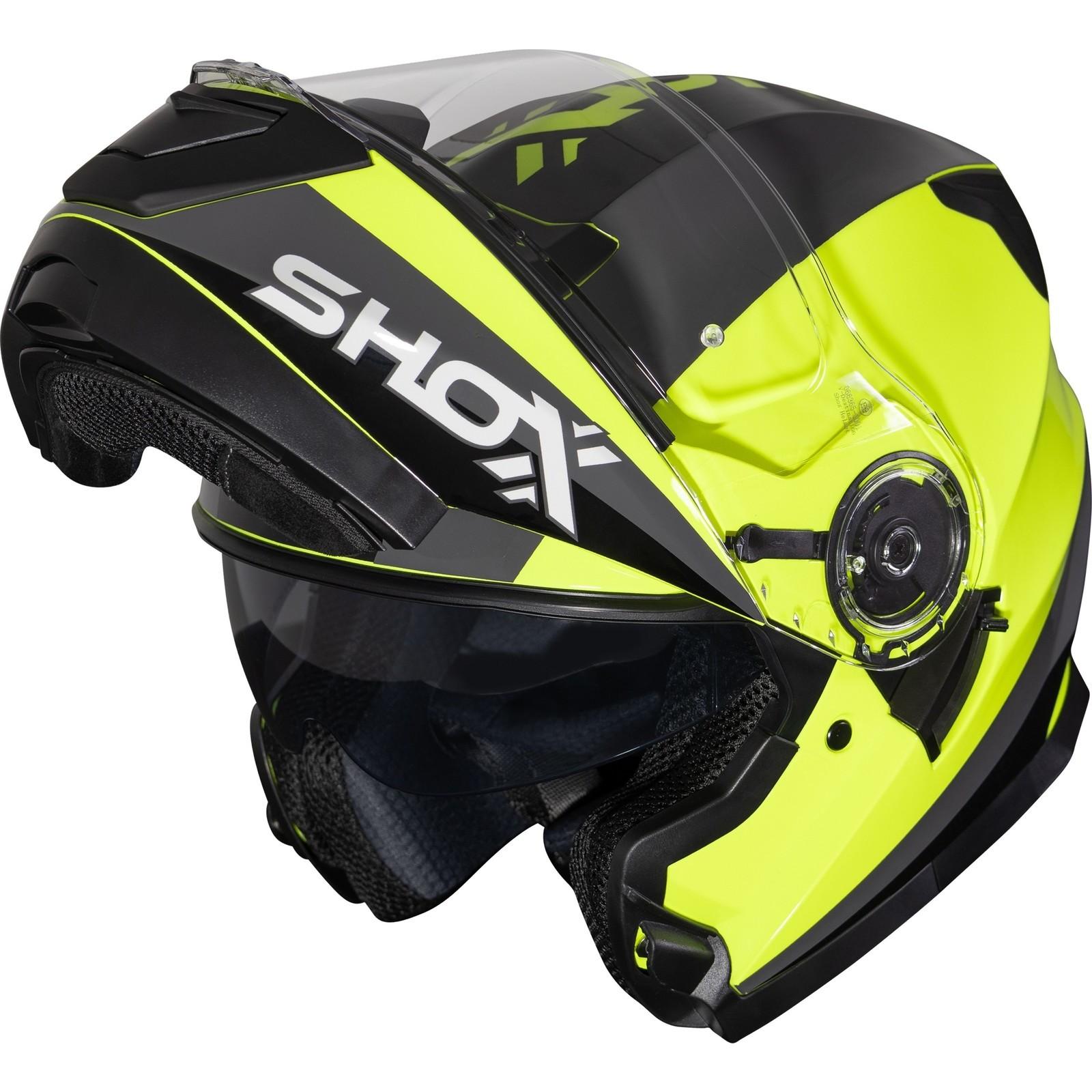 Shox Destination Crank Flip Front Motorcycle Helmet XL Gloss Hi-Vis image 2