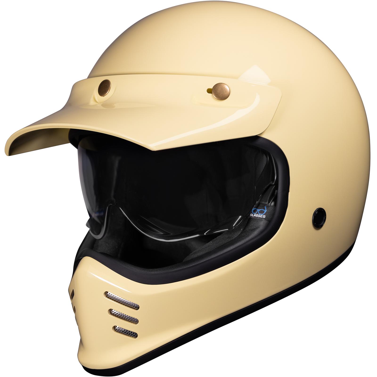 Black Gloss Cream Royale Ii Retro Motorcycle Helmet Xs