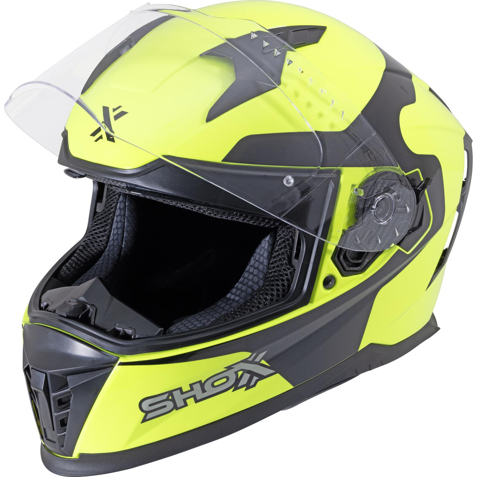 Shox Eclipse Vega Motorcycle Helmet M Gloss Hi-Vis Yellow