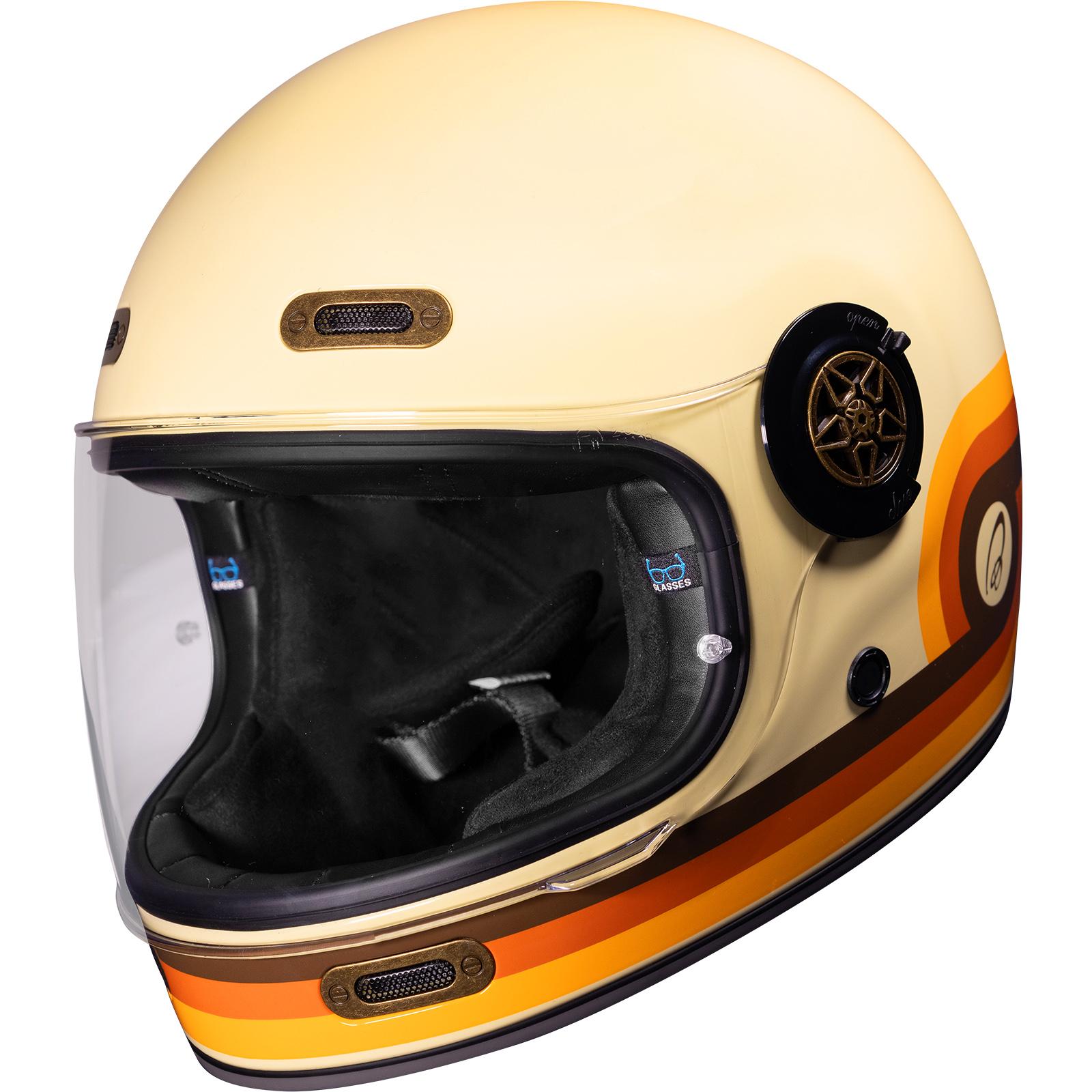 Black Orbit Retrograde Motorcycle Helmet XL Gloss Cream