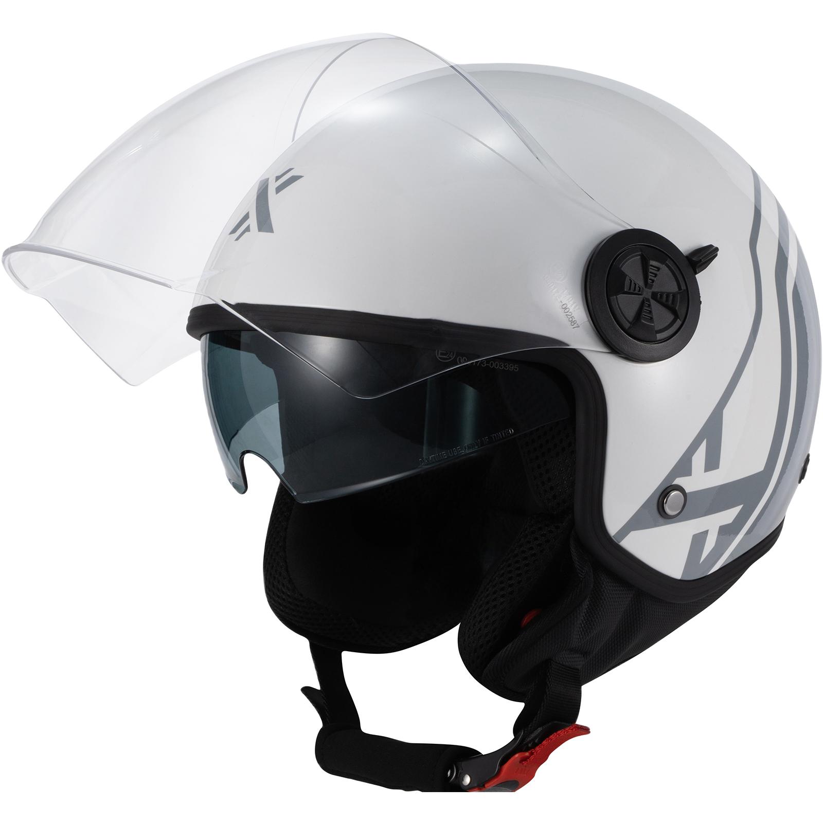 Shox Interceptor SV Delta Open Face Motorcycle Helmet XXL Gloss Grey White image 2