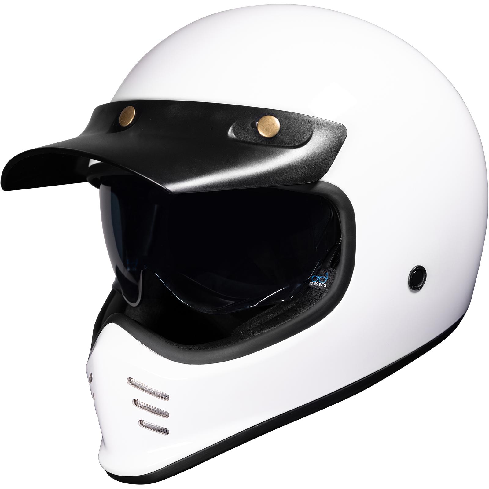 Black Gloss White Royale Ii Retro Motorcycle Helmet Xxl