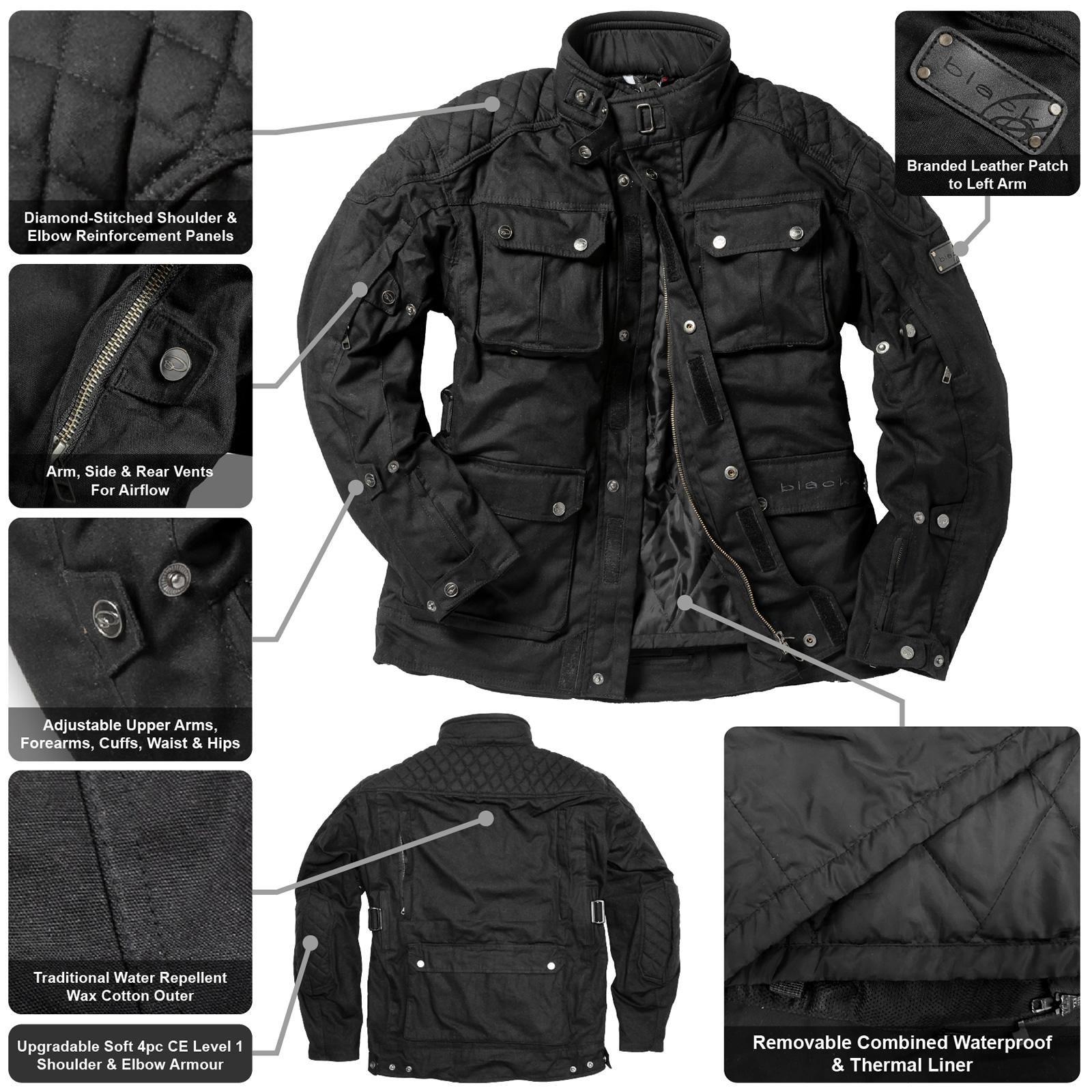 Black Bowland Wax Motorcycle Jacket 5XL Black image 2