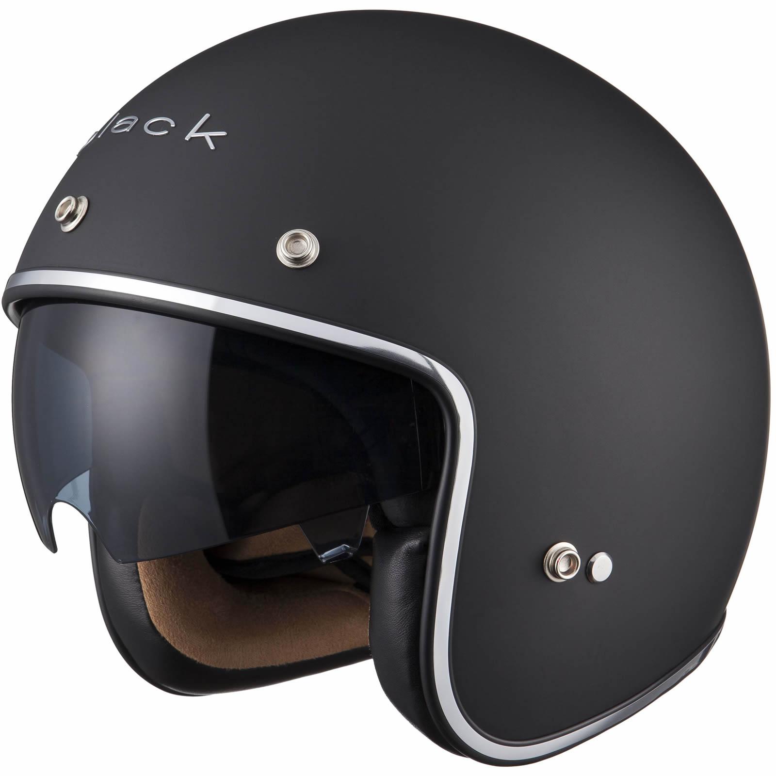 Black Classic Open Face Motorcycle Helmet XS Matt Black image 2