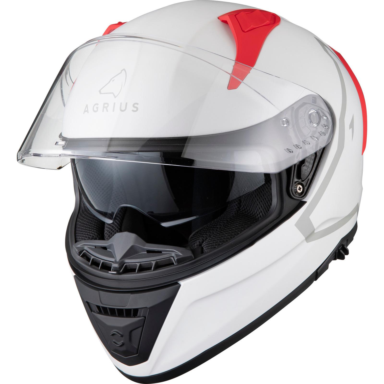 Agrius Storm Shield Motorcycle Helmet XXL Matt Light Grey Red image 2