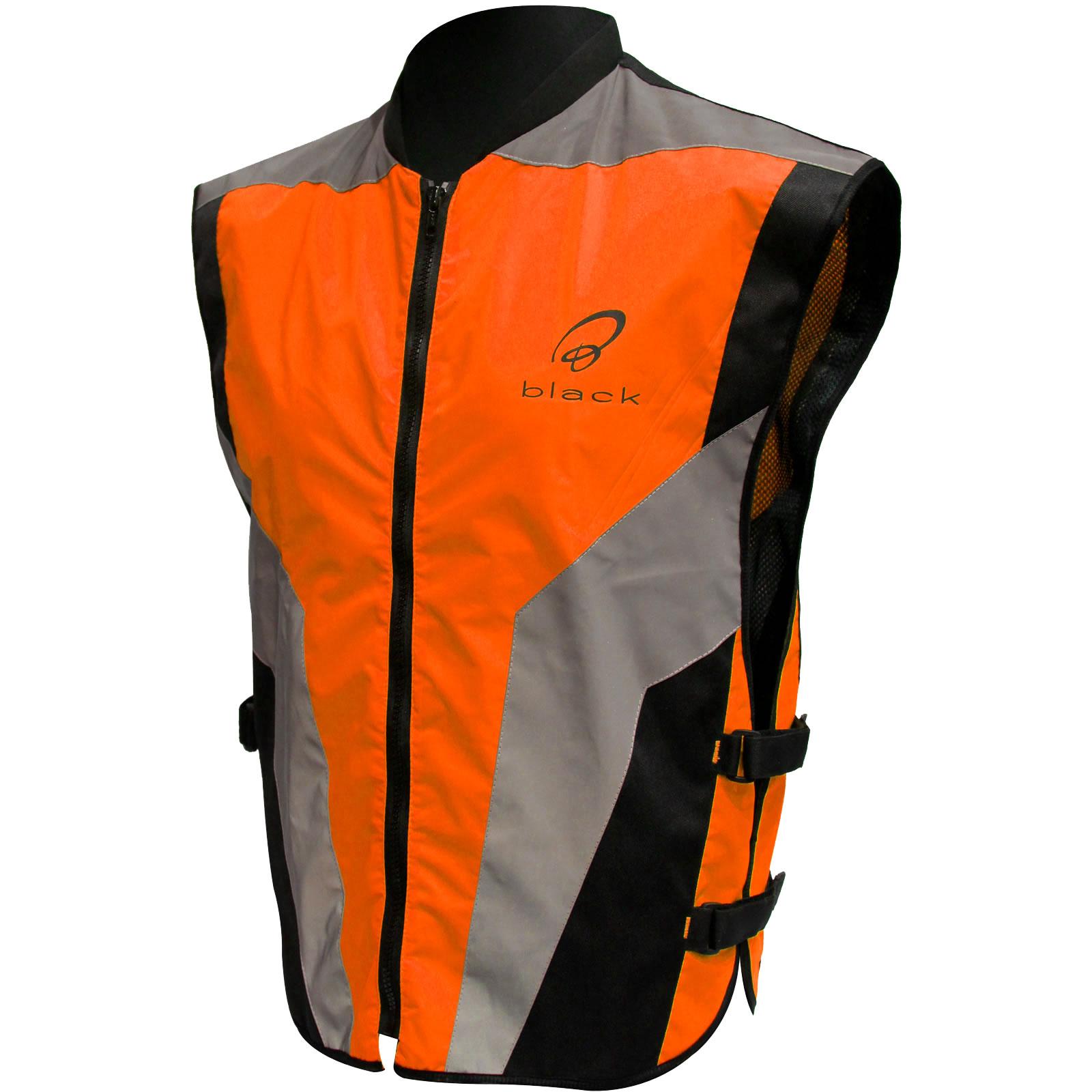 Black Hi-Vis Motorcycle Vest 6XL Orange Cordura