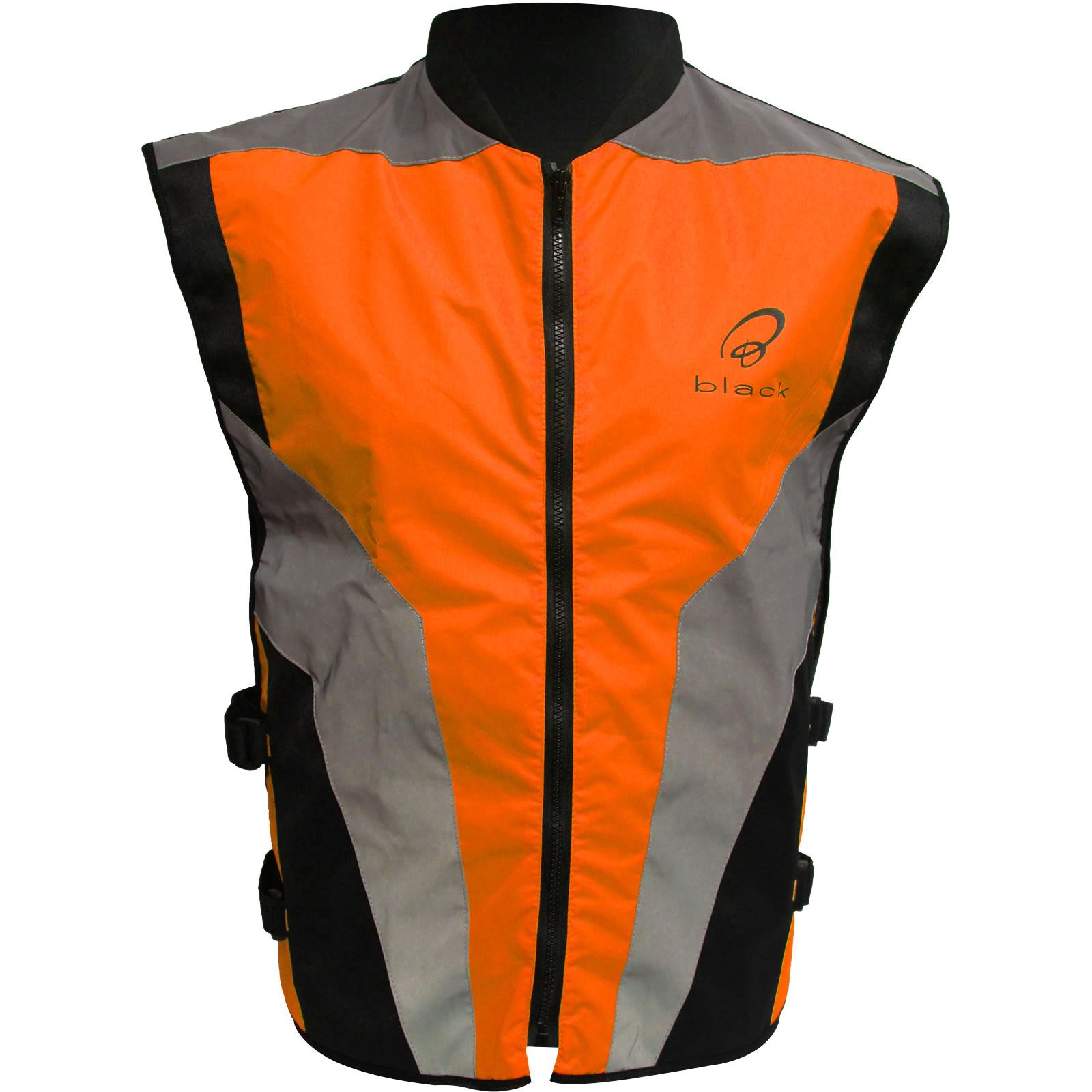 Black Hi-Vis Motorcycle Vest 8XL Orange Cordura image 2