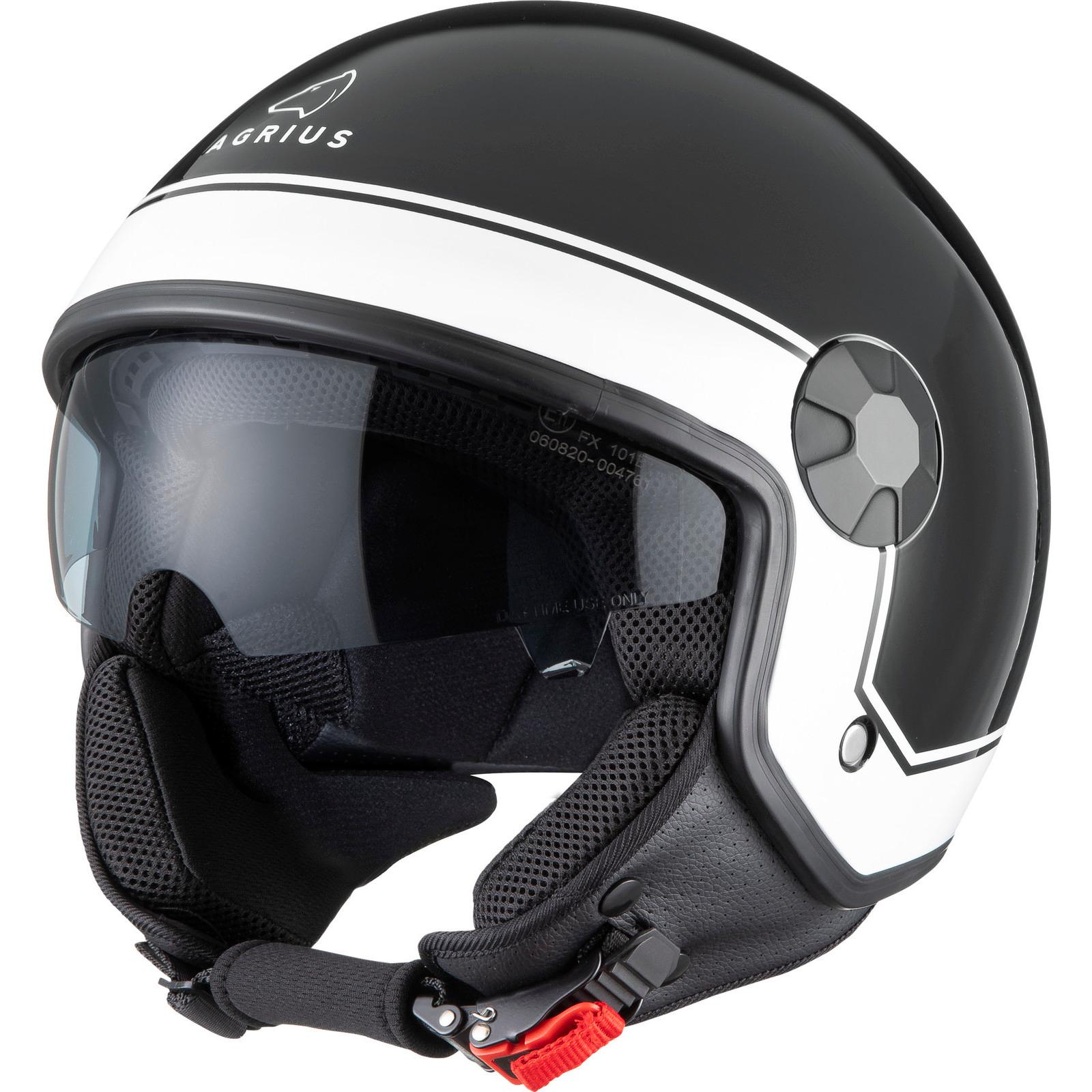 Agrius Gloss Black Score Solid Open Face Motorcycle Helmet S