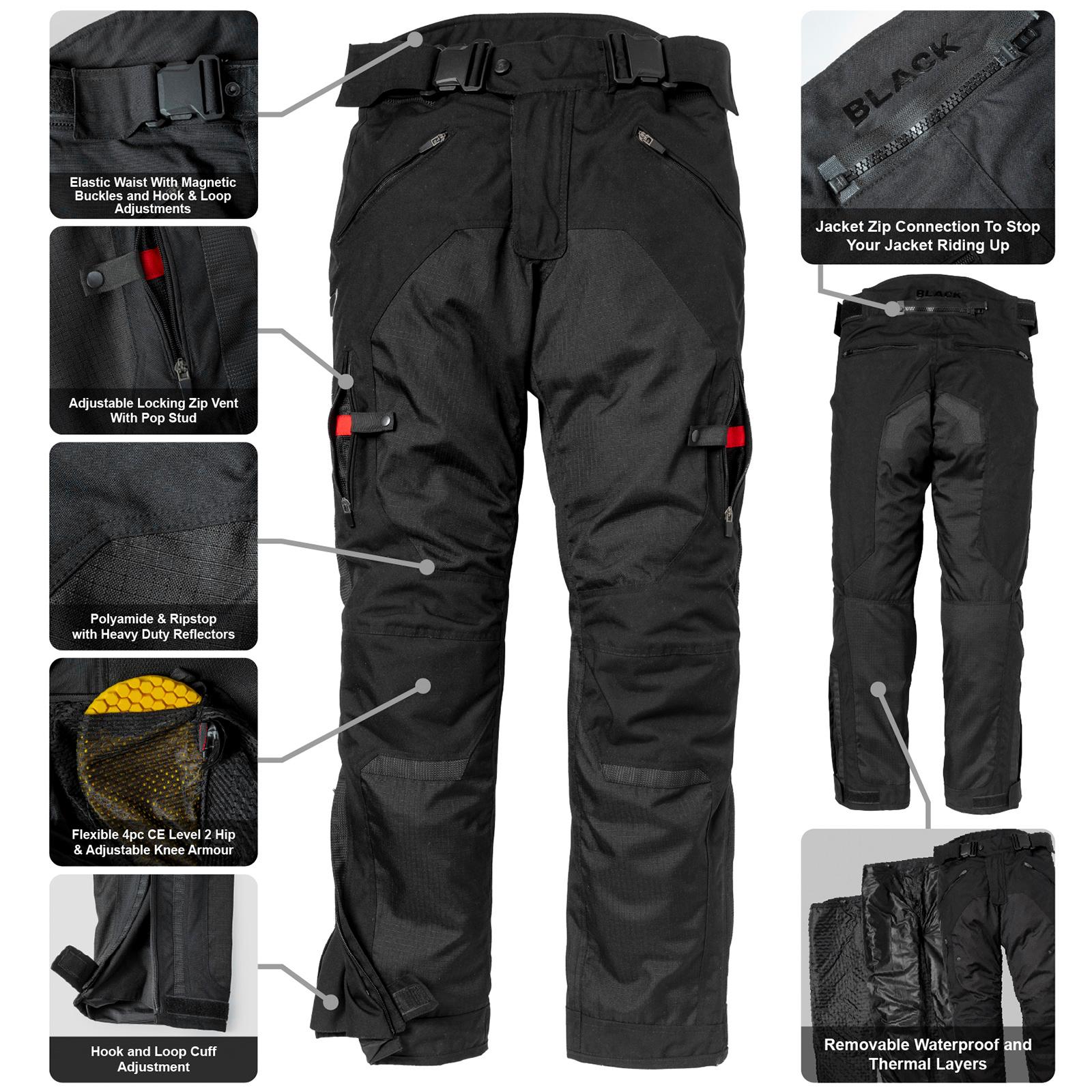 Black Zeal Motorcycle Trousers 10XL Black (Short Leg) image 2