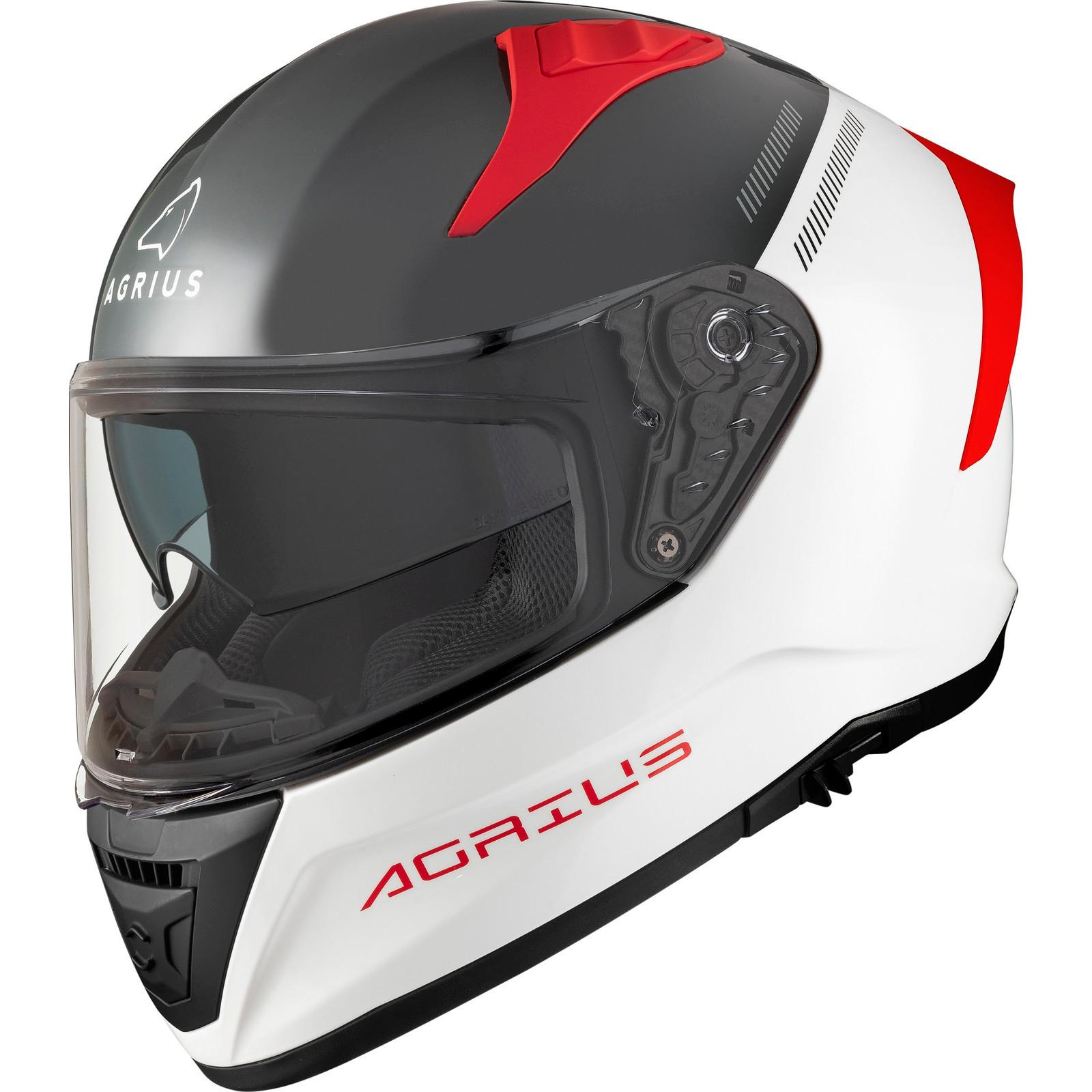 Agrius Storm Banshee Motorcycle Helmet XXL Gloss White Grey Red