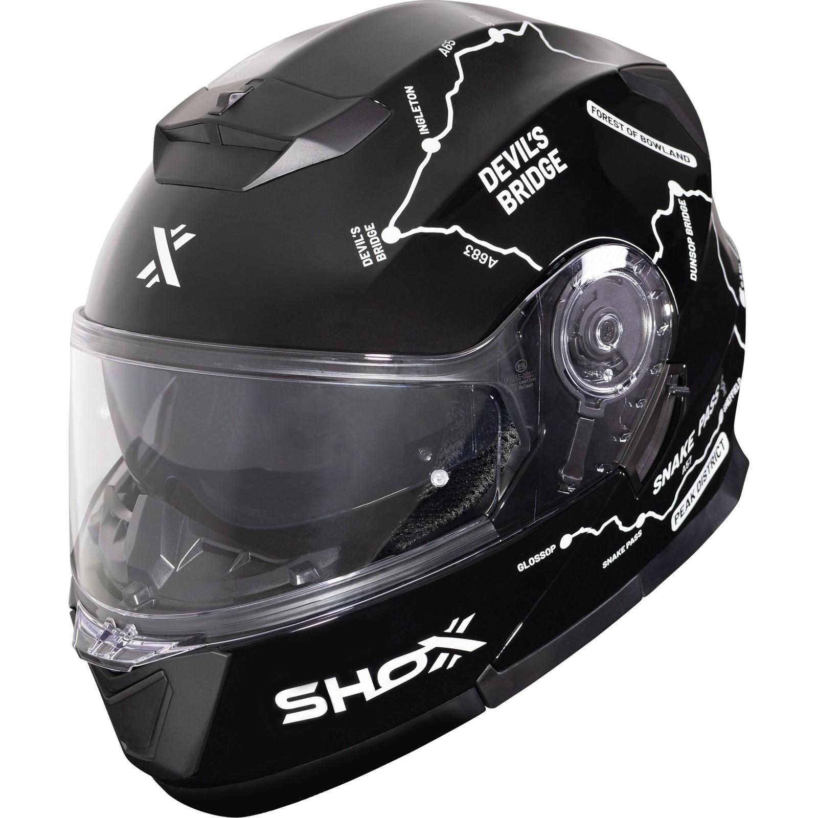 Shox Destination Route Flip Front Motorcycle Helmet L Gloss Black