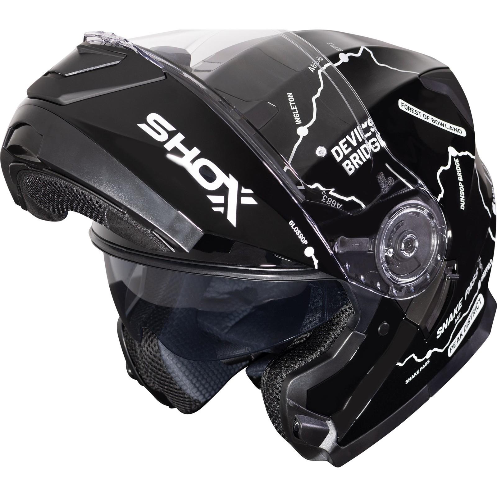 Shox Destination Route Flip Front Motorcycle Helmet L Gloss Black image 2