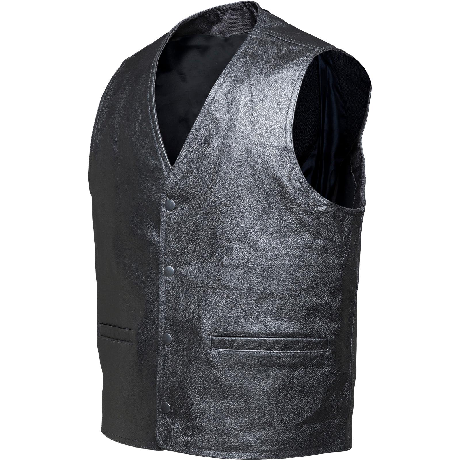 Black Blockade Leather Motorcycle Vest 5XL Black