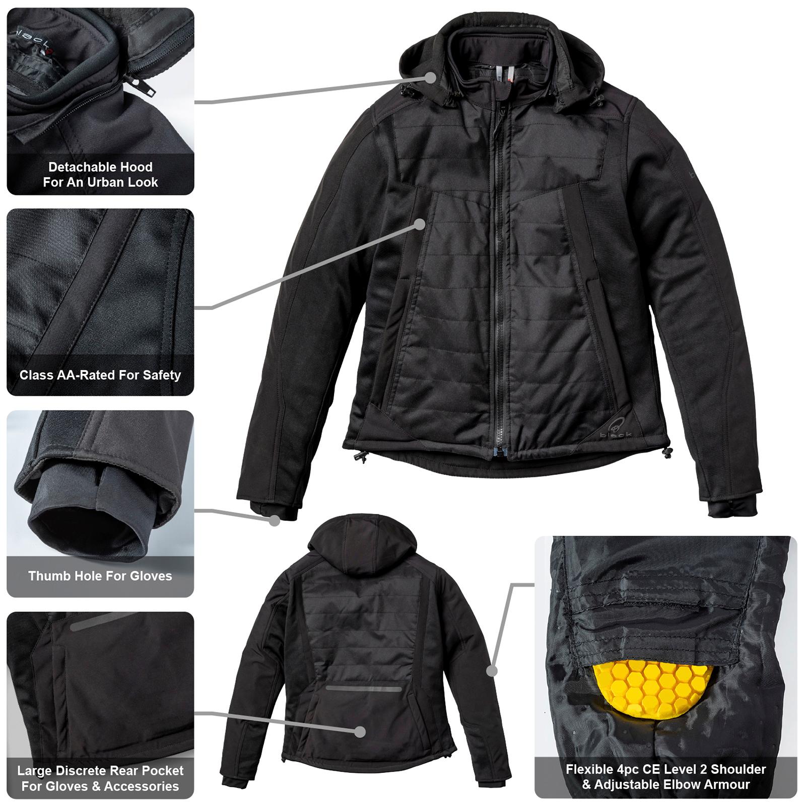 Black Premium Rocksolid Armoured Motorcycle Jacket XXL Black image 2
