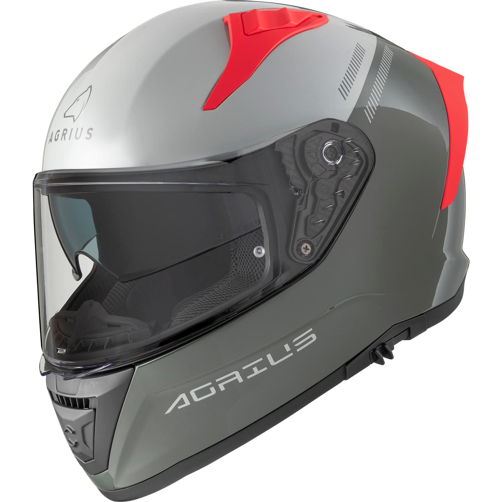Agrius Storm Banshee Motorcycle Helmet XS Gloss Grey Red
