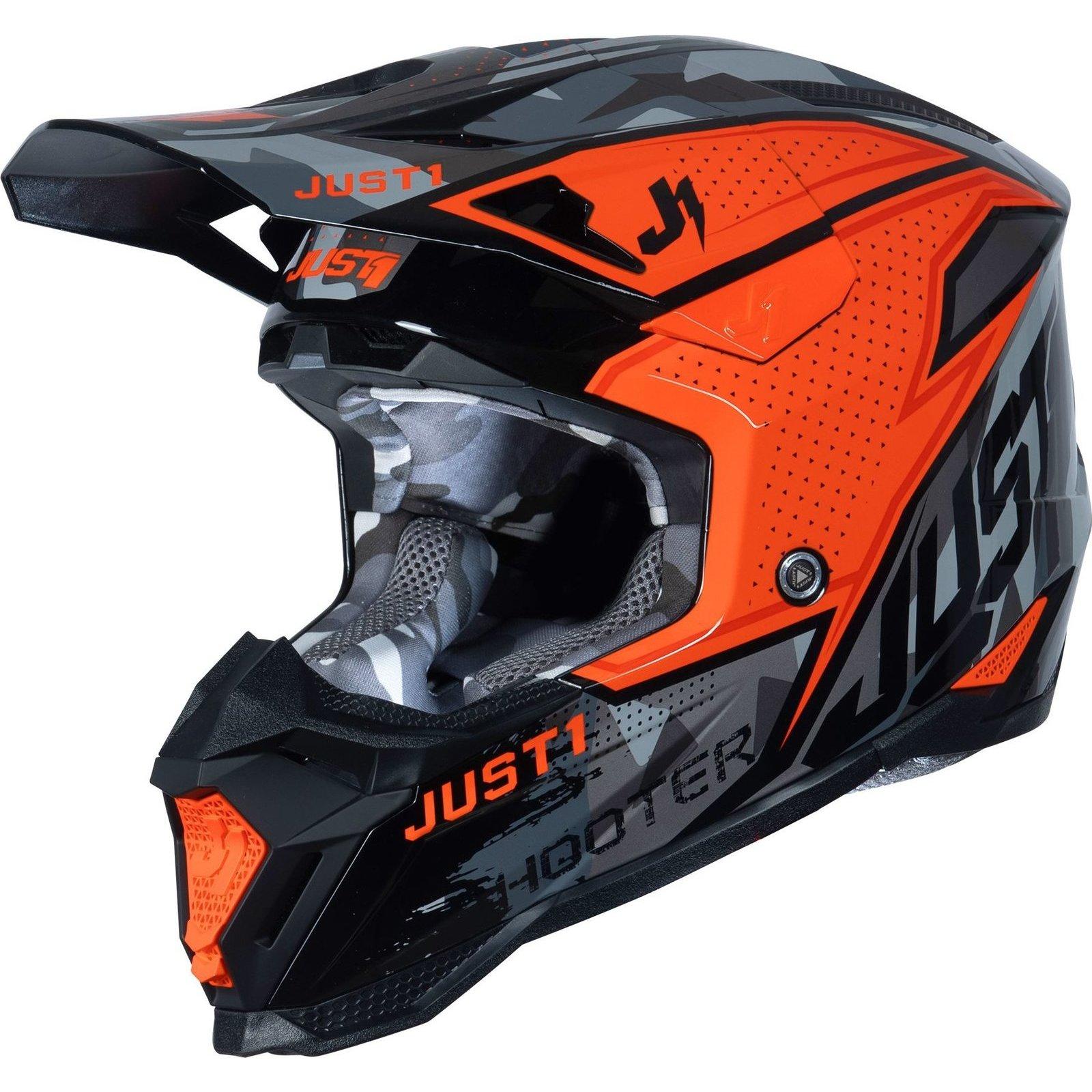 Just1 J40 Shooter Motocross Helmet L Camo Orange Black