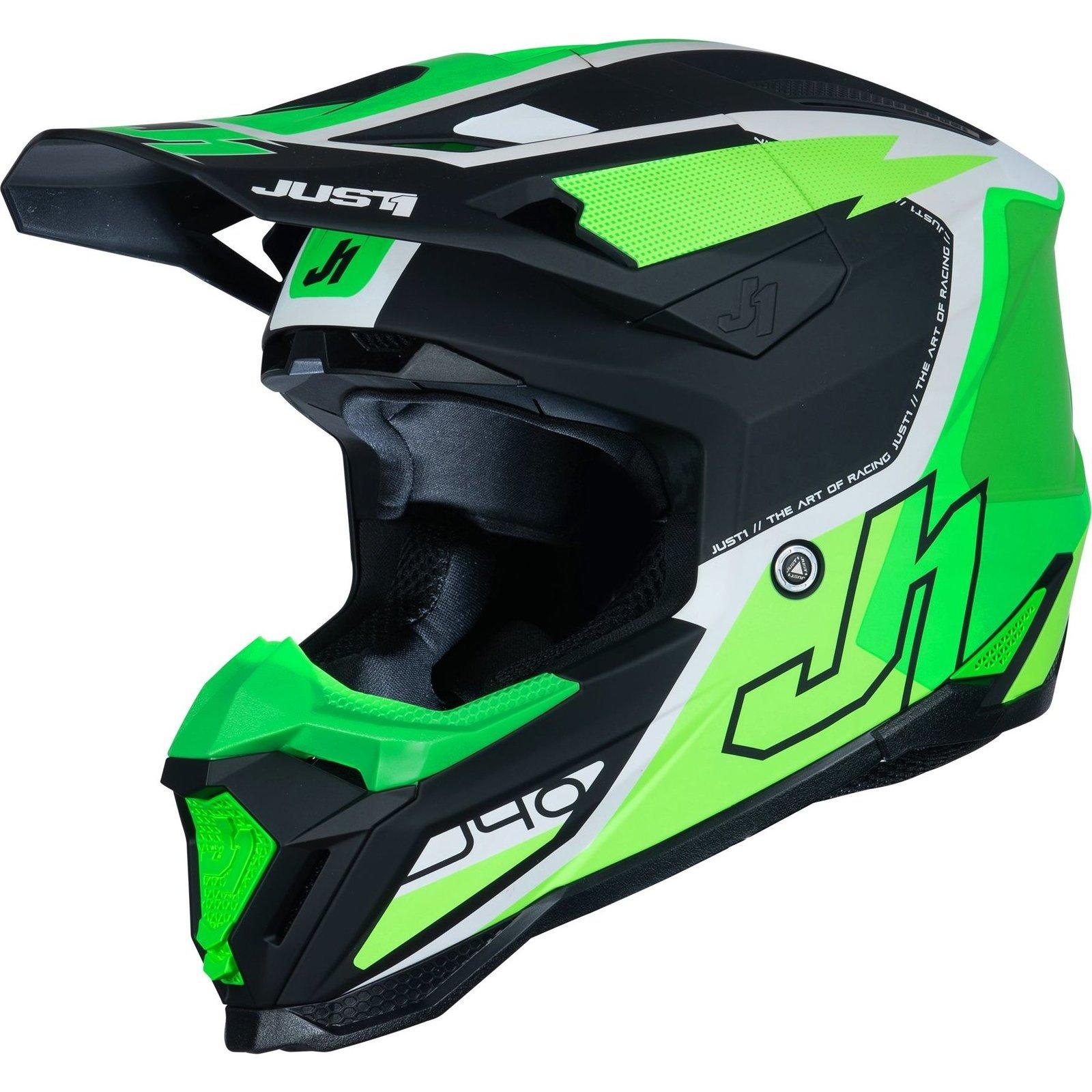 Just1 J40 Flash Motocross Helmet L Matt Fluo Green White Black