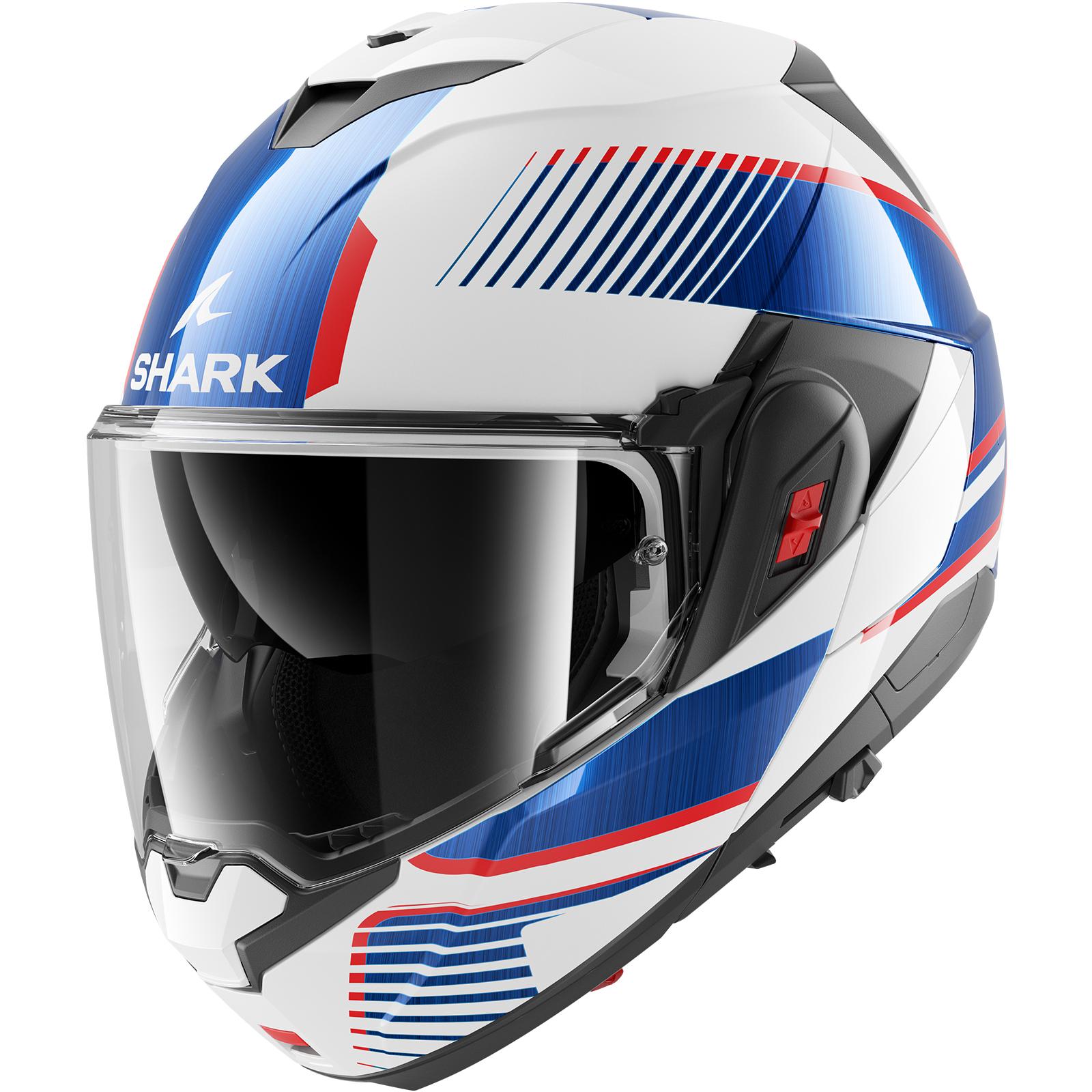 Shark Oxo Sikter Flip Front Motorcycle Helmet S White Chrome Blue (WUB) image 2