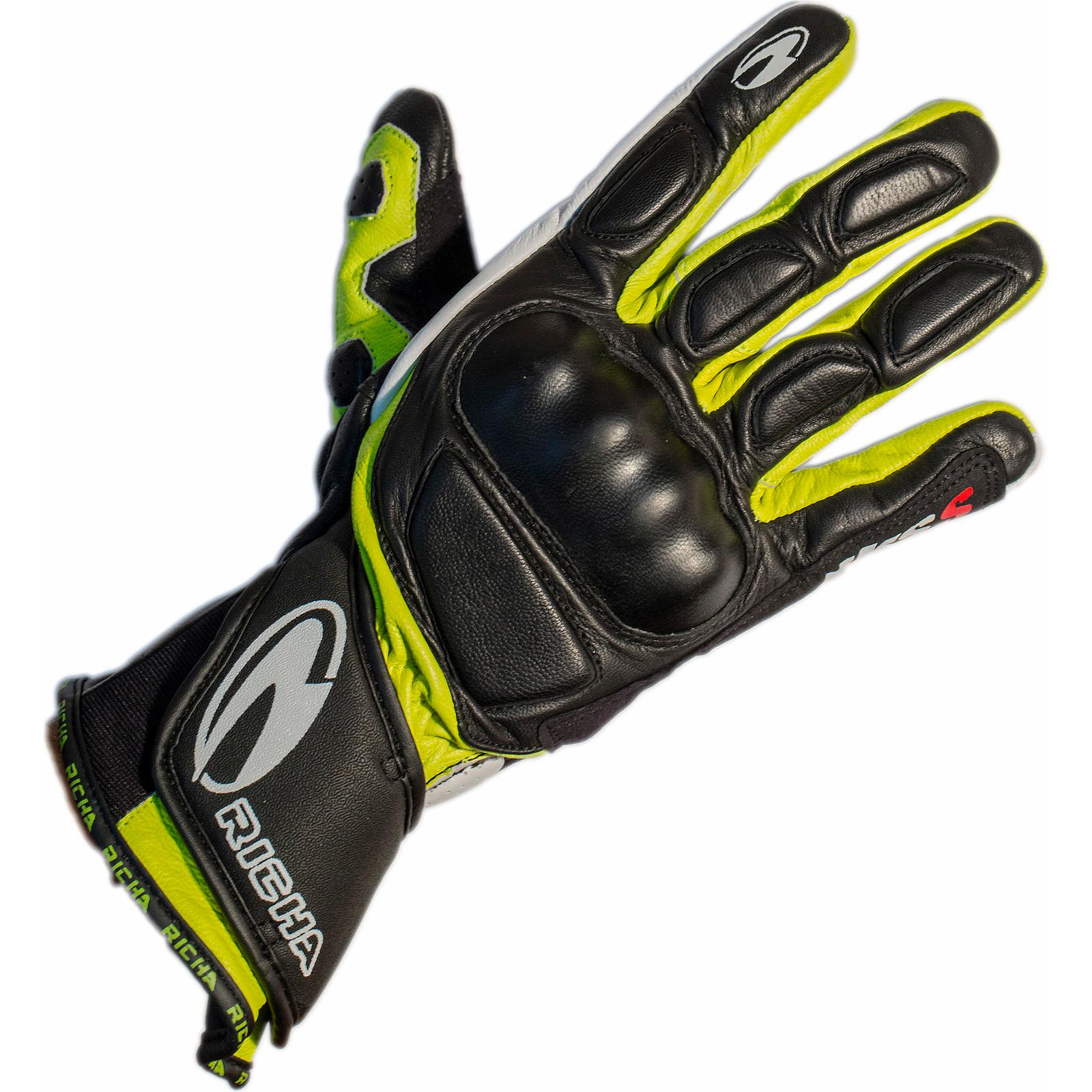 Richa Black White Yellow Wss Motorcycle Gloves M