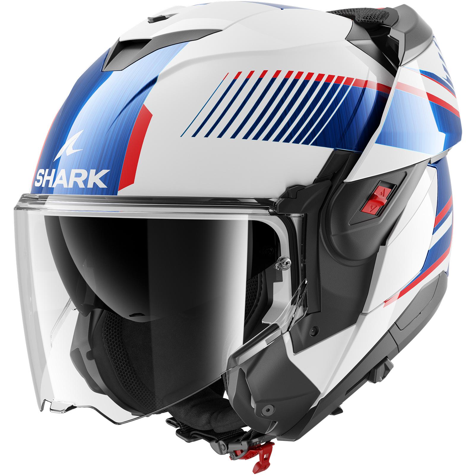 Shark Oxo Sikter Flip Front Motorcycle Helmet XXL White Chrome Blue (WUB)