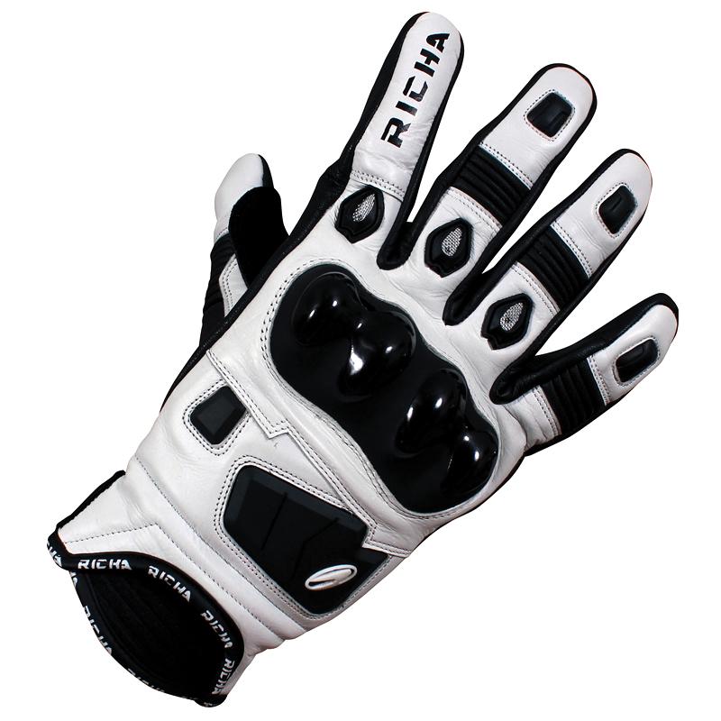 Richa Rock Motorcycle Racing Gloves White/Black