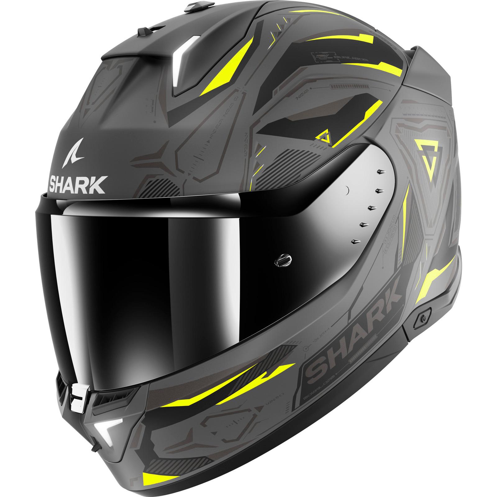 Shark Skwal i3 Linik Motorcycle Helmet XS Matt Grey Yellow (AYK)