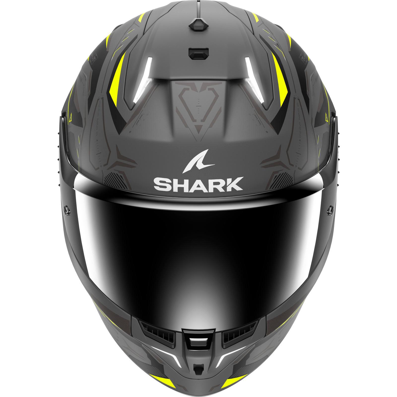 Shark Skwal i3 Linik Motorcycle Helmet XS Matt Grey Yellow (AYK) image 2