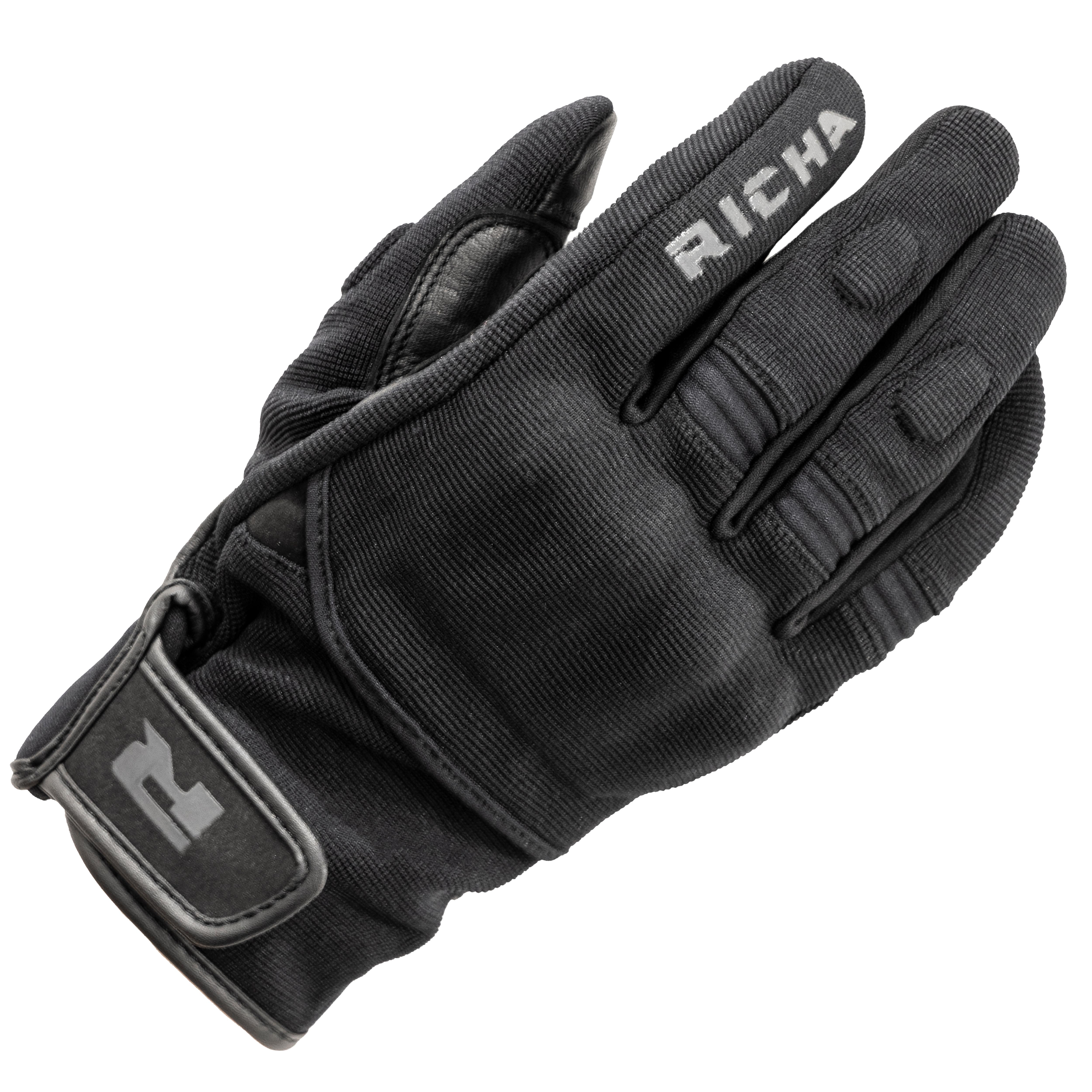Richa Men's Black Rush Motorcycle Gloves S