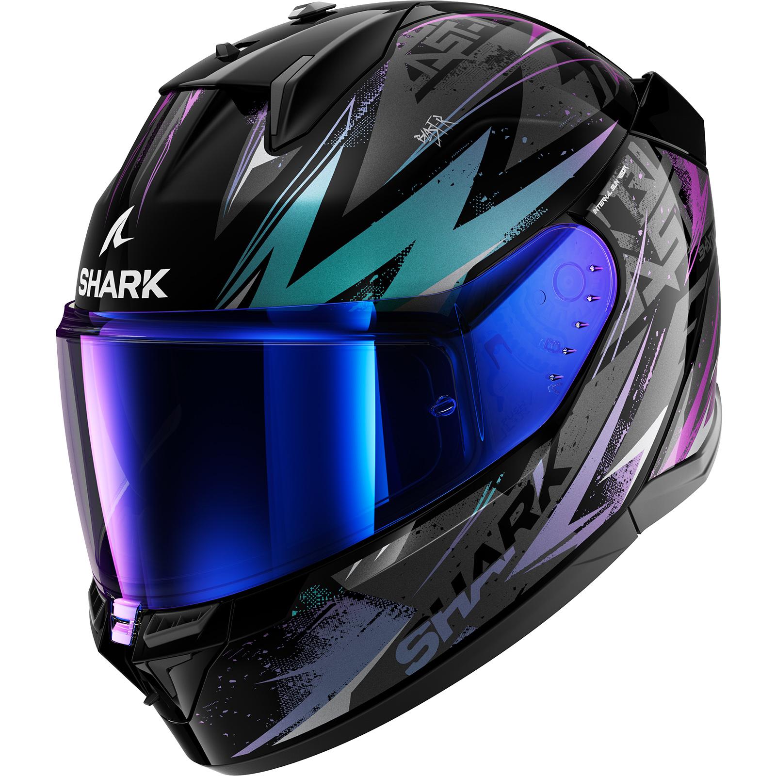 Shark D-Skwal 3 Blast-R Motorcycle Helmet XS Black Blue Purple (KGX)