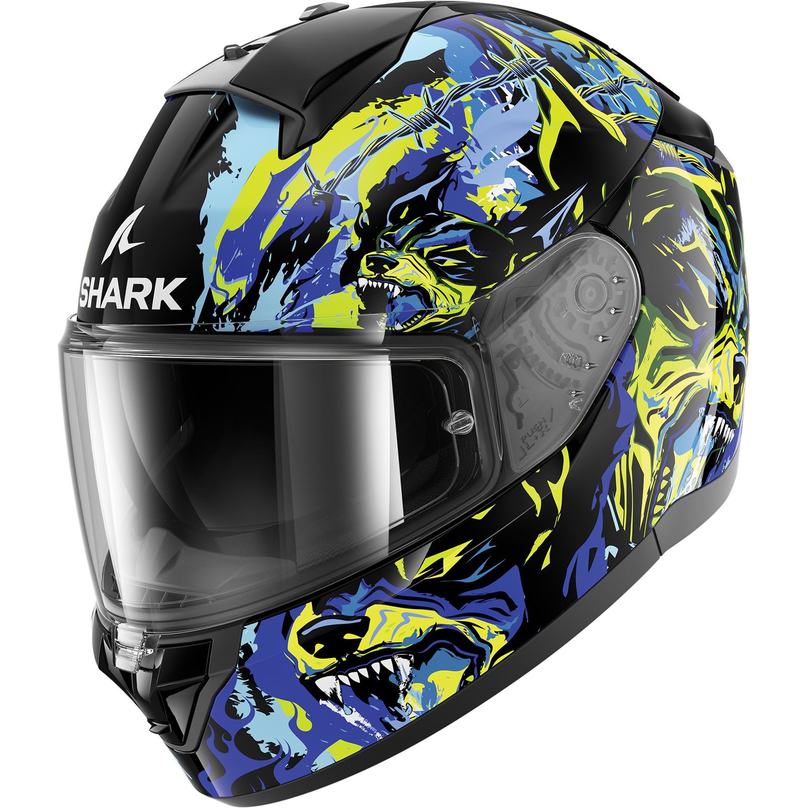 Shark Black/Blue/Green Ridill 2 Raging Beast Motorcycle Helmet Xl (Kbg)