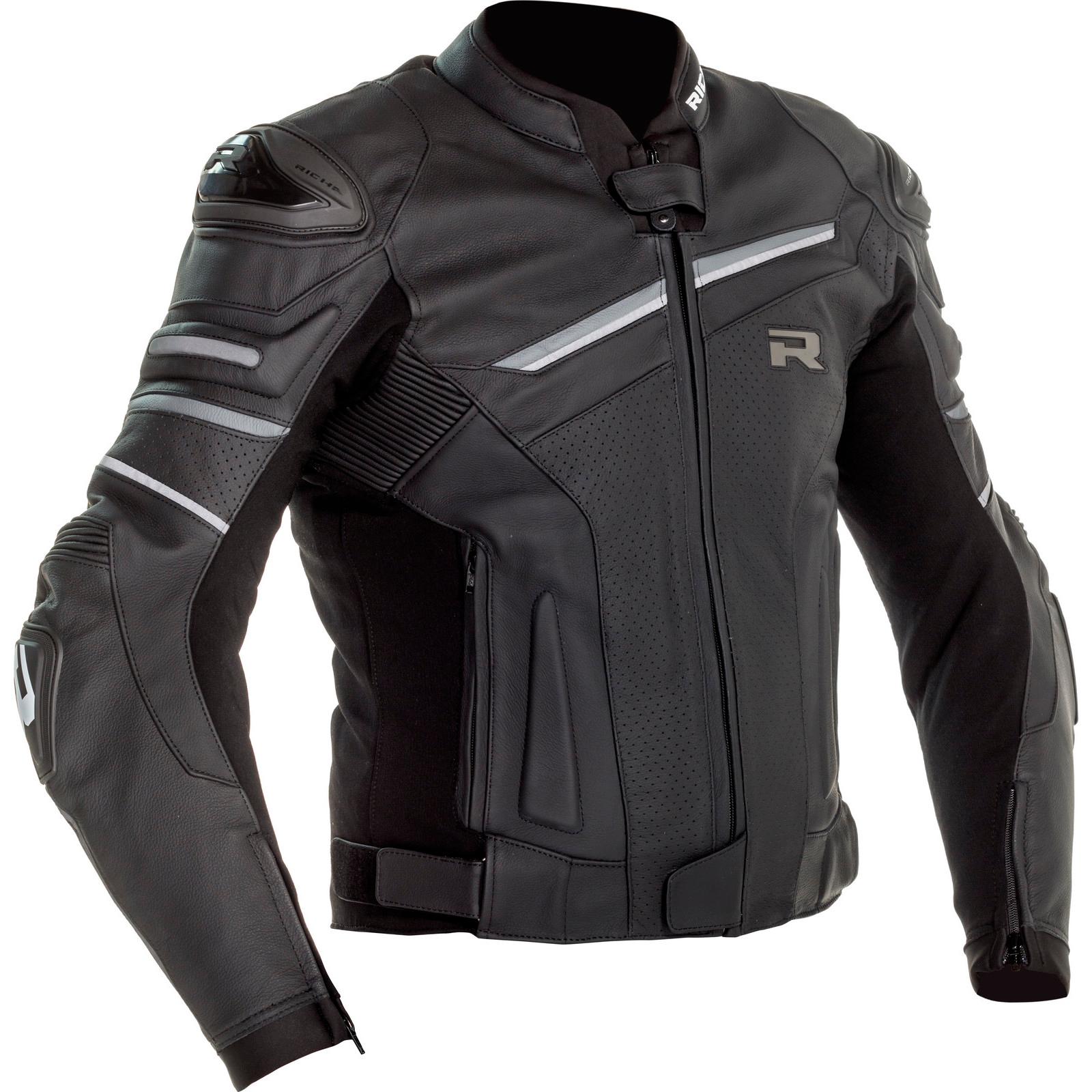 Richa Mugello 2 Leather Motorcycle Jacket Black Grey
