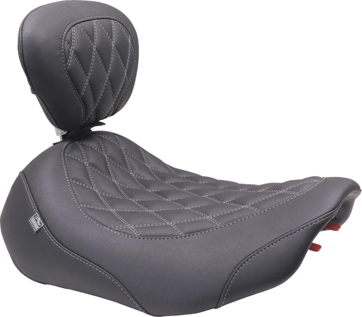 89503GM - Mustang Wide Tripper Solo Seat With Backrest For Harley Davidson FLHX 1923 2024-2026 - Black/Grey