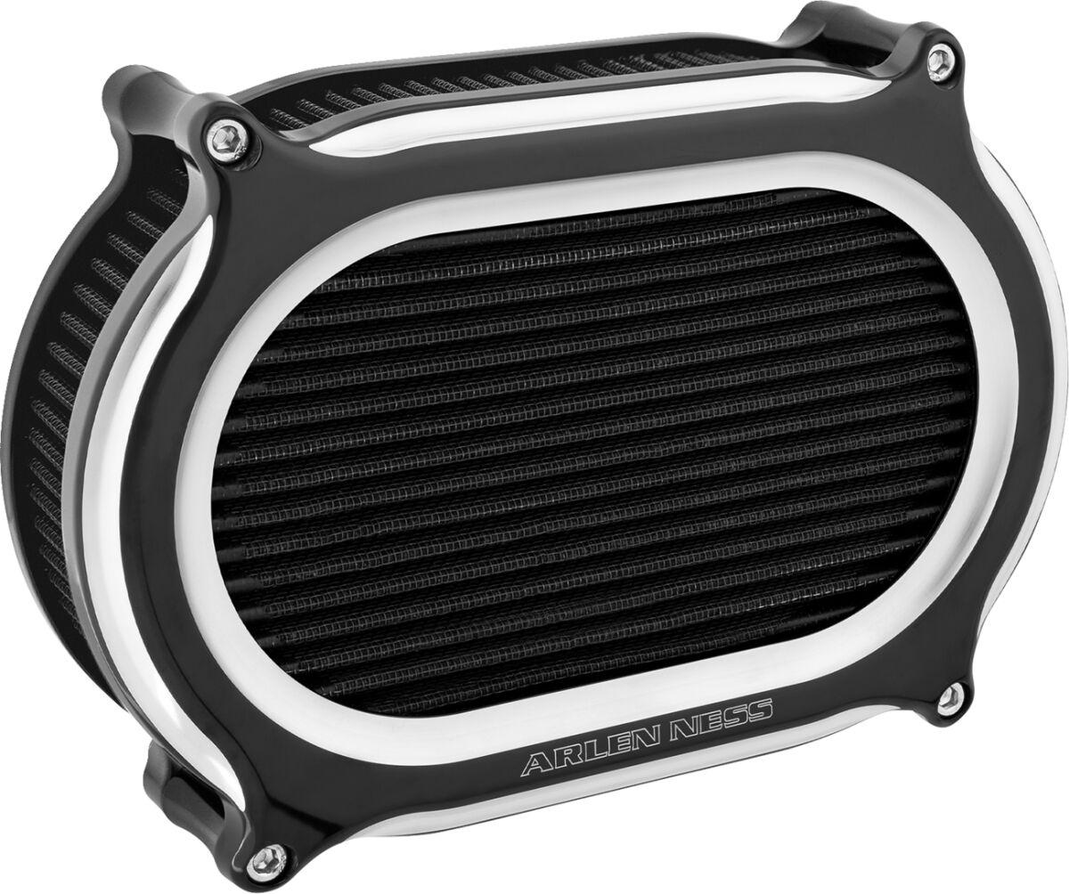 600-171 - Arlen Ness Stage 2 Oval Air Cleaner Kit For Harley Davidson FLSTC1690 2016-2017 - Black/Silver