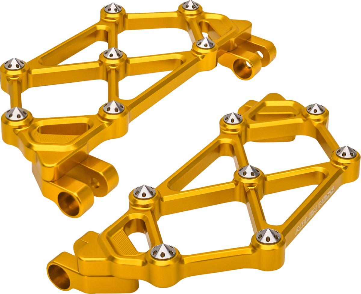 410-048 - Arlen Ness Mini Diamond Rider Floorboards For Harley Davidson FLD 1690 2012-2013 - Gold