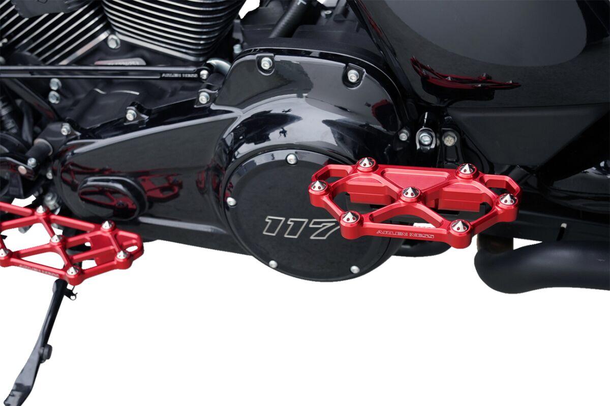 410-062 - Arlen Ness Diamond Passenger Floorboards For Harley Davidson FLD 1690 2012-2013 - Red