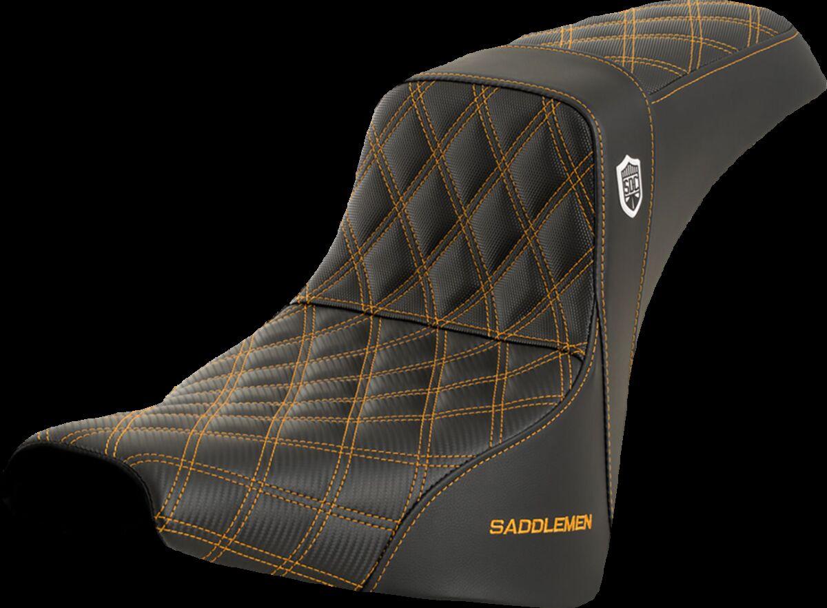 SC81830GOL - Saddlemen Pro Series SDC Performance Black Gripper Lumbar Grip Seat For Harley Davidson FXBB 1750 2018-2020 - Black/Gold