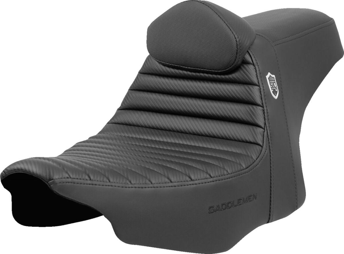 SC82307TB - Saddlemen Pro Series SDC Performance Black Gripper Lumbar Grip Seat With Backrest For Harley Davidson FLHX 1923 2024-2026 - Black
