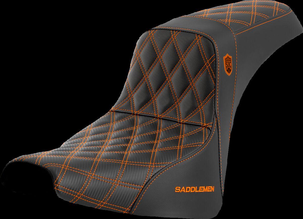 SC81830ORA - Saddlemen Pro Series SDC Performance Black Gripper Lumbar Grip Seat For Harley Davidson FXBB 1750 2018-2020 - Black/Orange