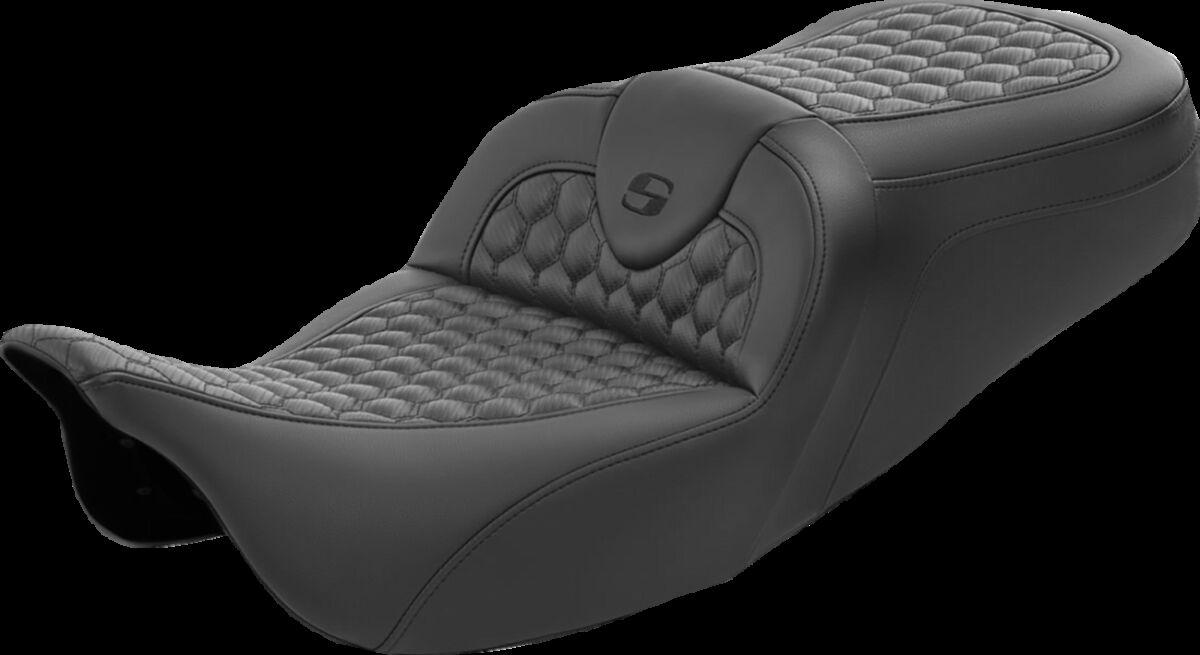 808-07B-189 - Saddlemen Honeycomb Roadsofa Seat For Harley Davidson FLH 1868 2021 - Black (Driver Seat Length:39.5 cm)
