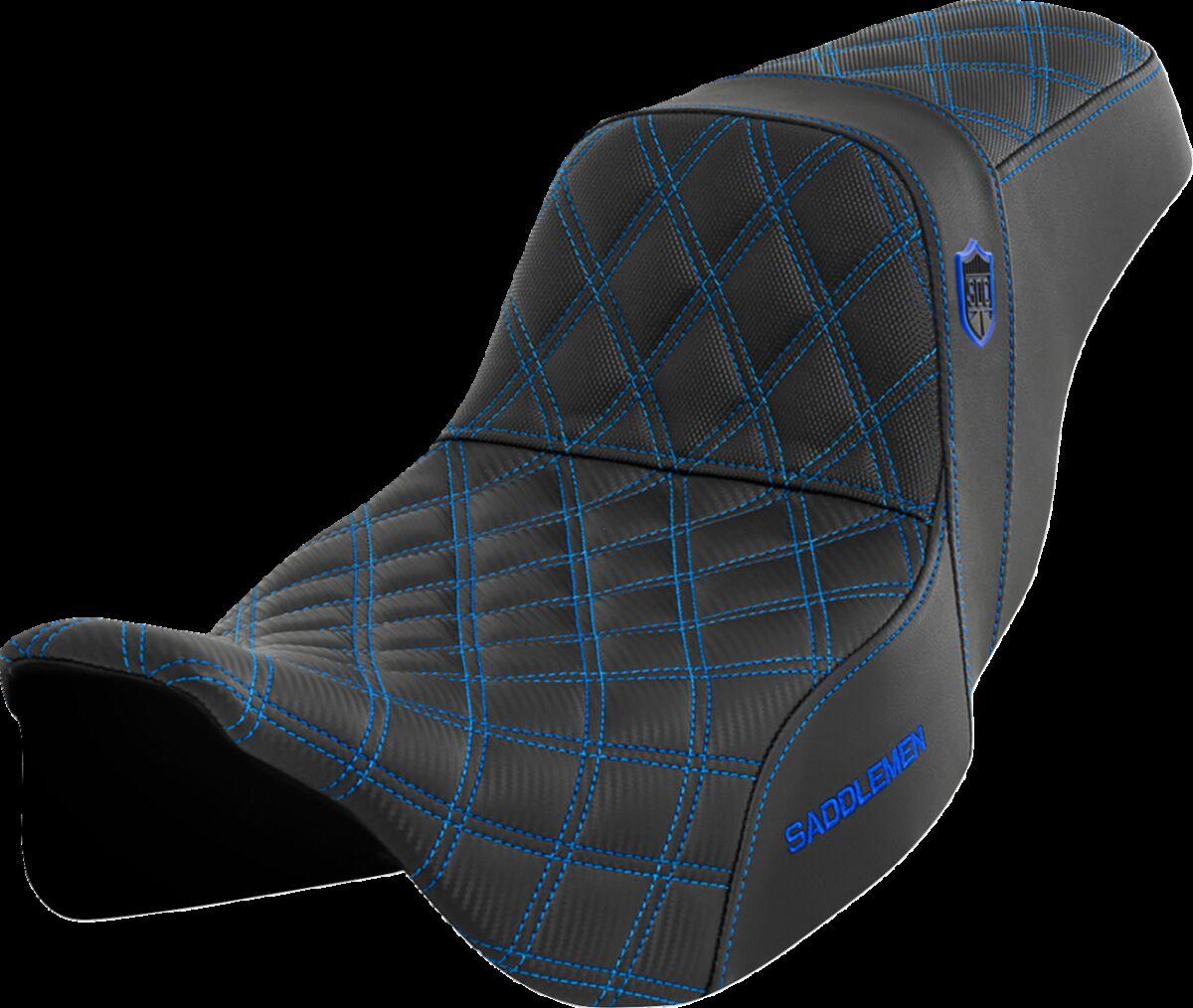SC80807BLU - Saddlemen Pro Series SDC Performance Grip Seat For Harley Davidson FLH 1868 2021 - Black/Blue (Driver Seat Length: 42 cm)