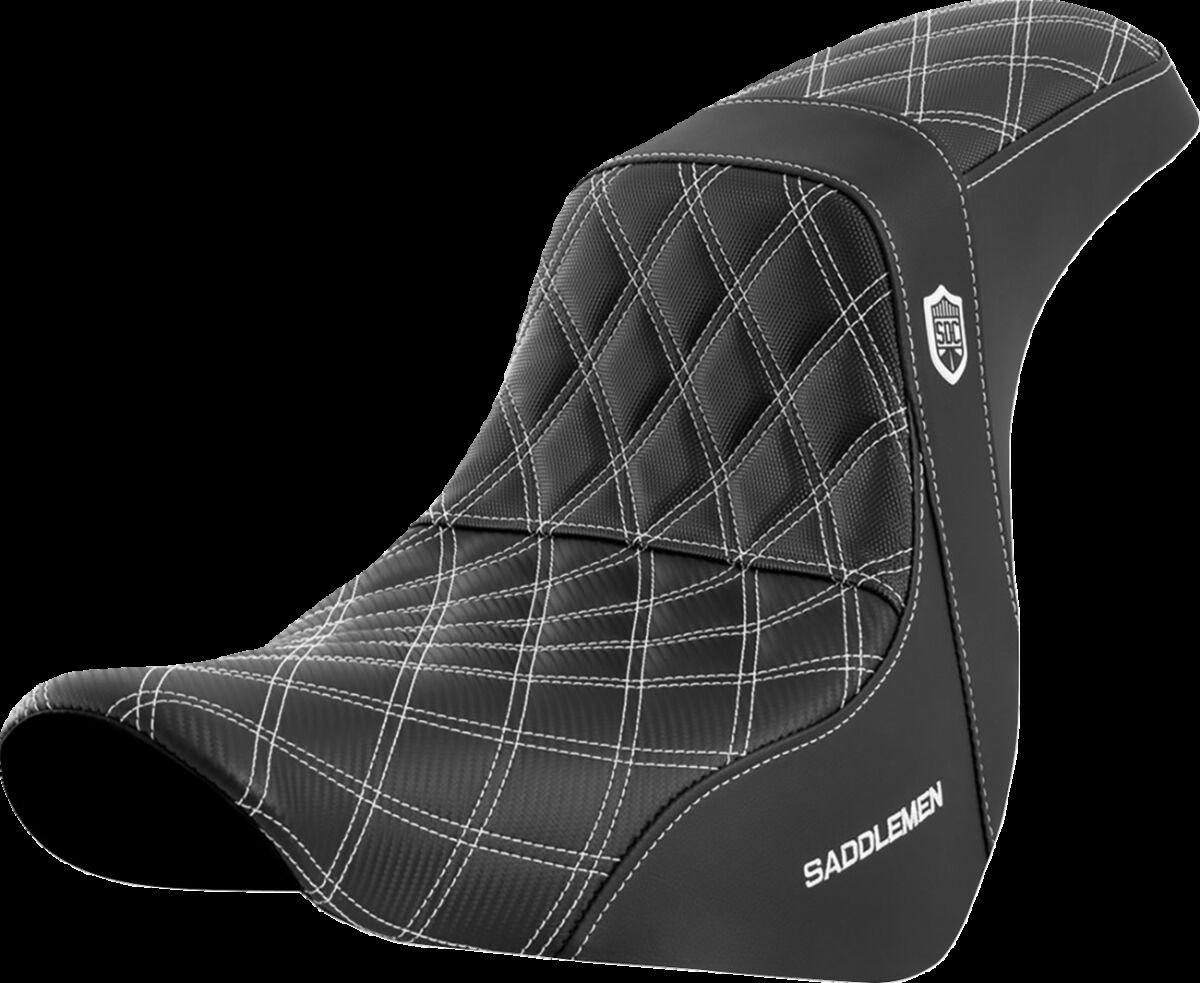 SC81829WHI - Saddlemen Pro Series SDC Performance Black Gripper Lumbar Grip Seat For Harley Davidson FLSB 1750 2018-2021 - Black/White