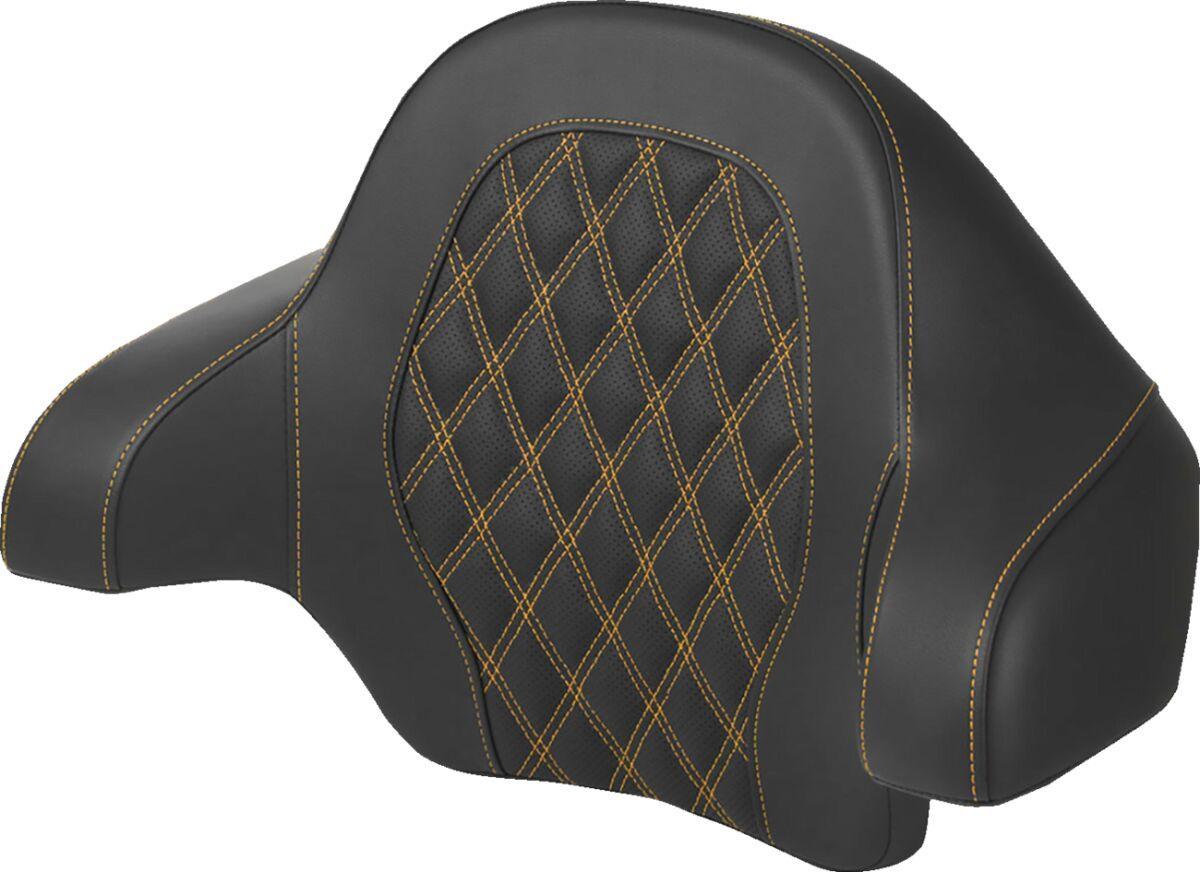 814-07-18407 - Saddlemen Tour Pak Lattice Stitch Backrest Pad For Harley Davidson FLH 1868 2021 - Black/Gold