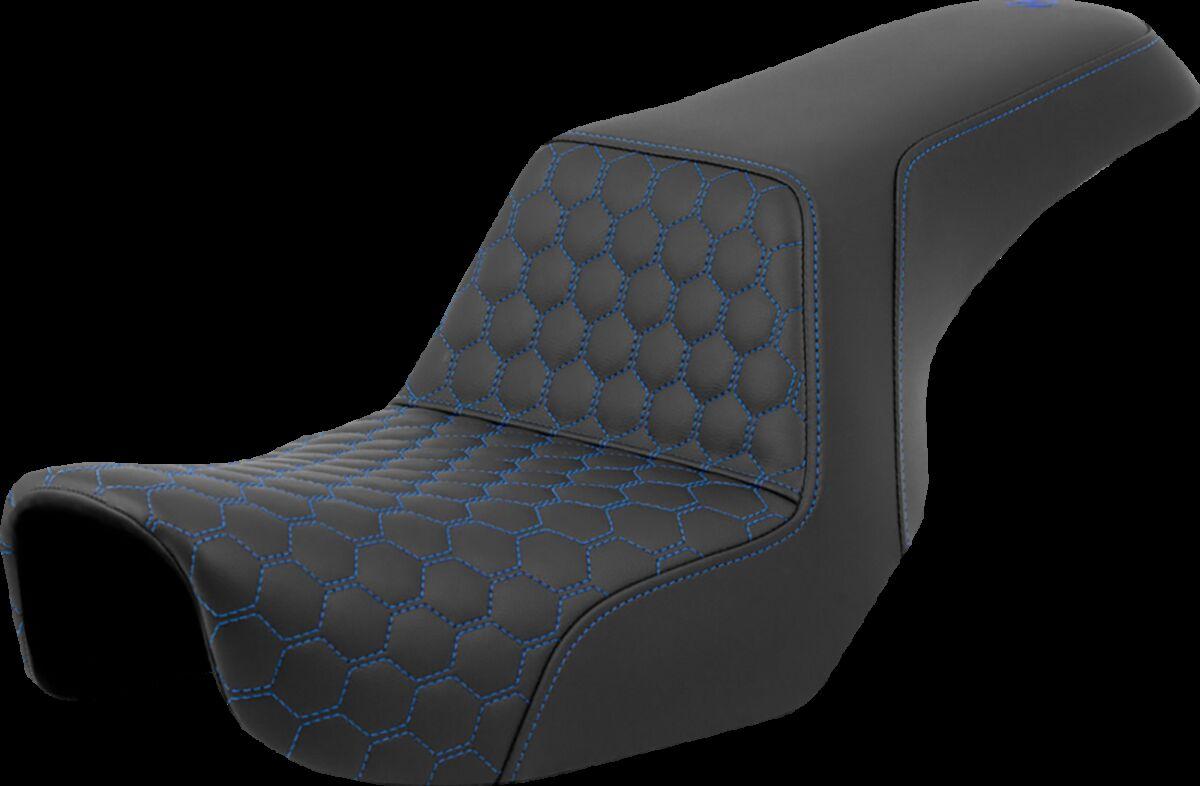 806-04-17701 - Saddlemen Honeycomb Step Up Seat For Harley Davidson FLD 1690 2012-2013 - Black/Blue