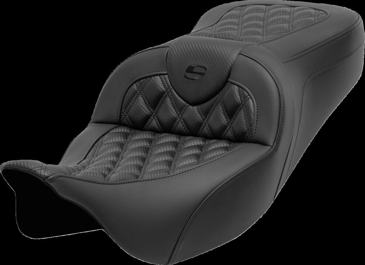 808-07B-20600 - Saddlemen Roadsofa Lattice Carbon Fibre Seat For Harley Davidson FLH 1868 2021 - Black