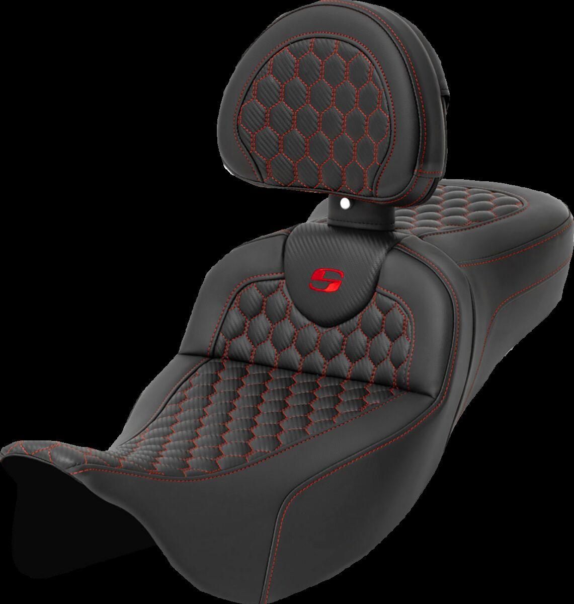 808-07B-190B4 - Saddlemen Honeycomb Roadsofa Seat For Harley Davidson FLH 1868 ABS 2021 - Black/Red